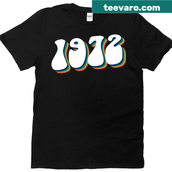 Vintage 1972 birthday t-shirt with retro label design