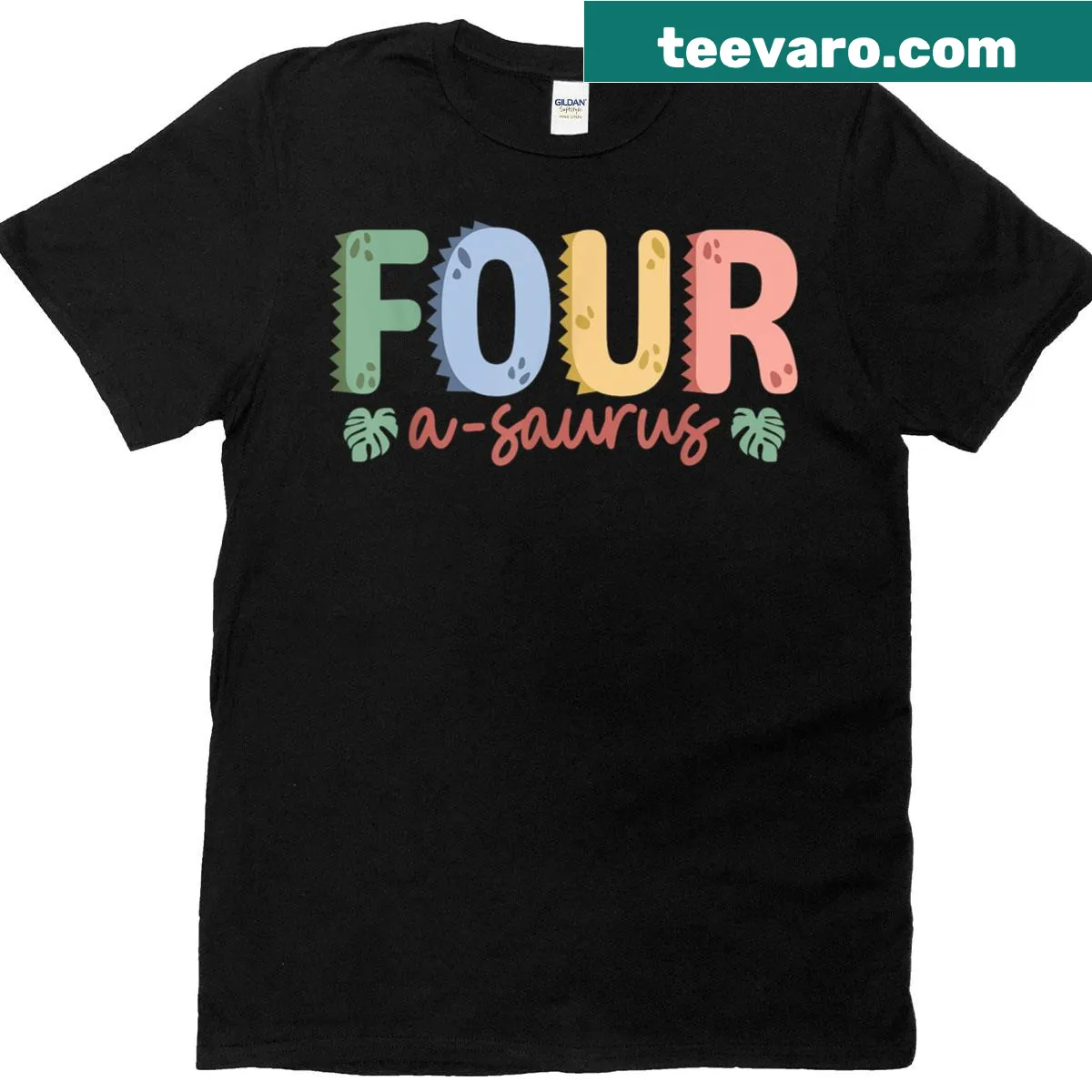 Birthday T-shirt with dinosaur theme for 4-year-olds — on a men's t-shirt