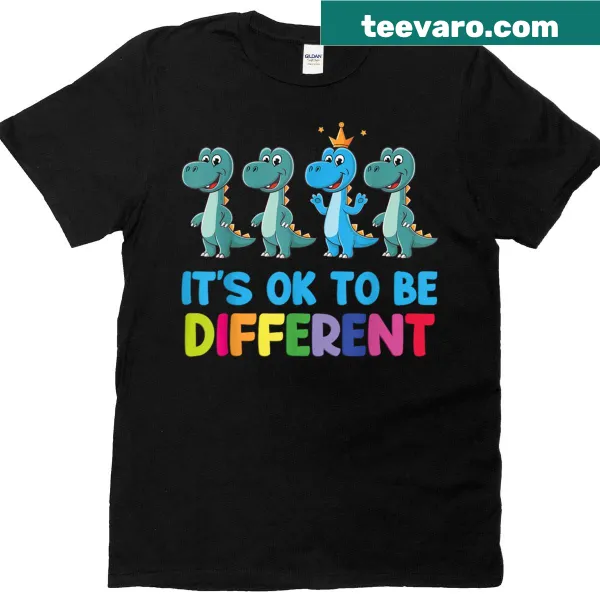 Dinosaur graphic t-shirt promoting autism awareness for kids