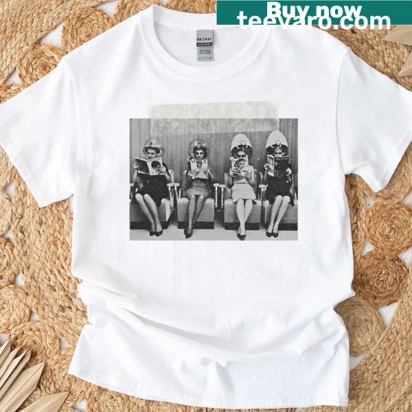 T-shirt celebrating the beauty salon profession with playful graphics