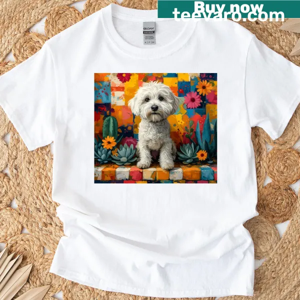 Cute T-shirt featuring an illustration of a Bichon Frise