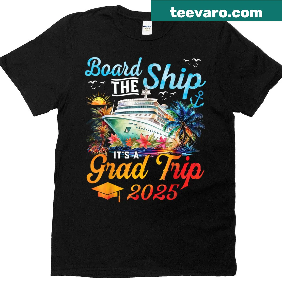 Graduation trip t-shirt with cruise theme for seniors — on a men's t-shirt