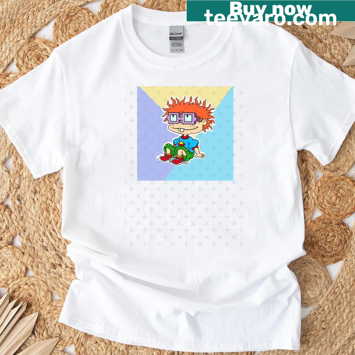 Illustration of Charlie Brown and Rugrats characters on a T-shirt — on a men's t-shirt