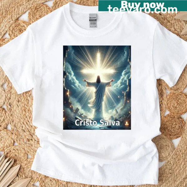 T-shirt with the inspirational message 'Christ Saves' in bold typography