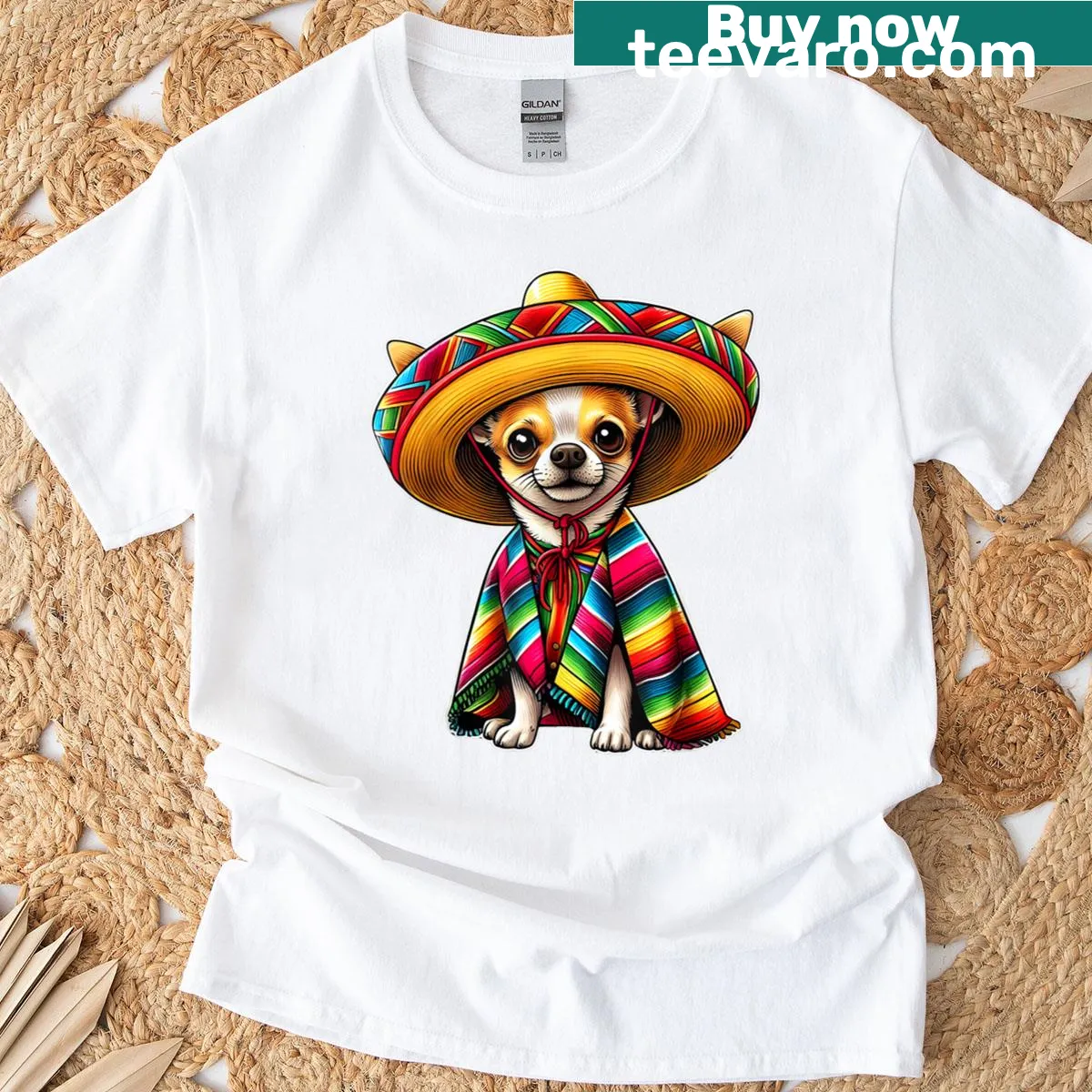 Chihuahua in sombrero with tacos graphic t-shirt for dog lovers — on a men's t-shirt