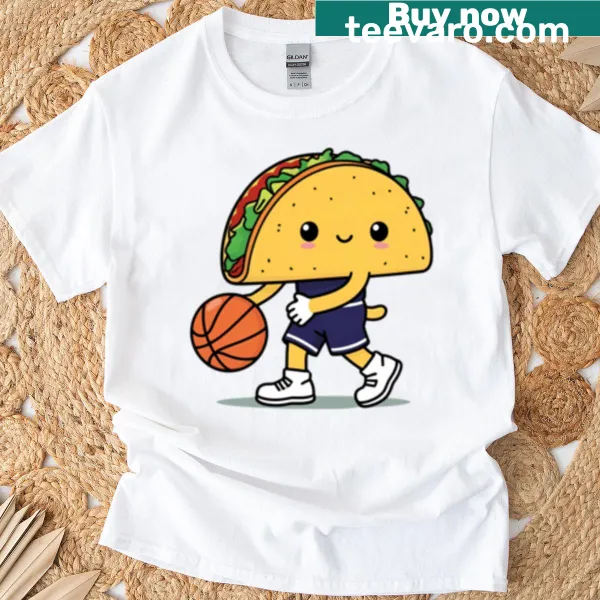 Kawaii taco t-shirt featuring a baseball playing graphic
