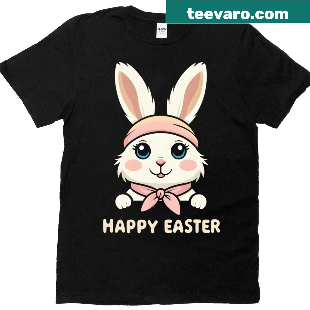 Retro Easter bunny design T-shirt for spring holidays — on a men's t-shirt