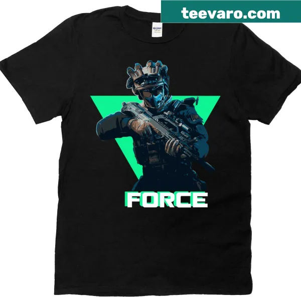 Dynamic graphic T-shirt inspired by Delta Force gaming