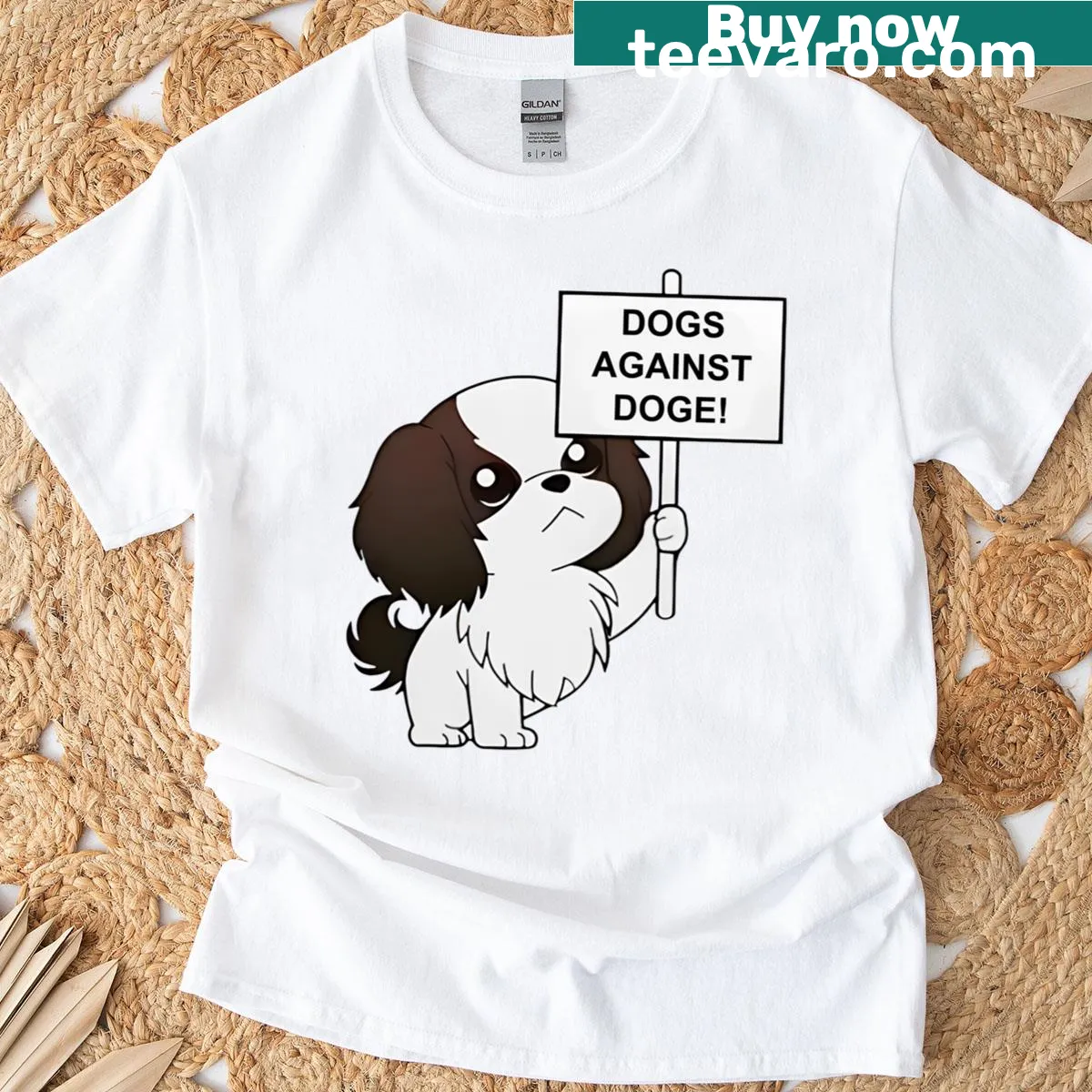 Humorous graphic of dogs against Doge on a t-shirt — on a men's t-shirt