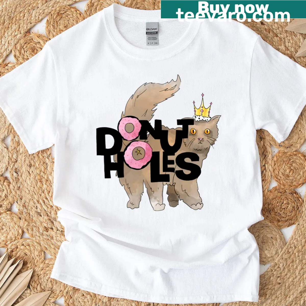 Playful princess donut design with cute text about donut holes. — on a men's t-shirt