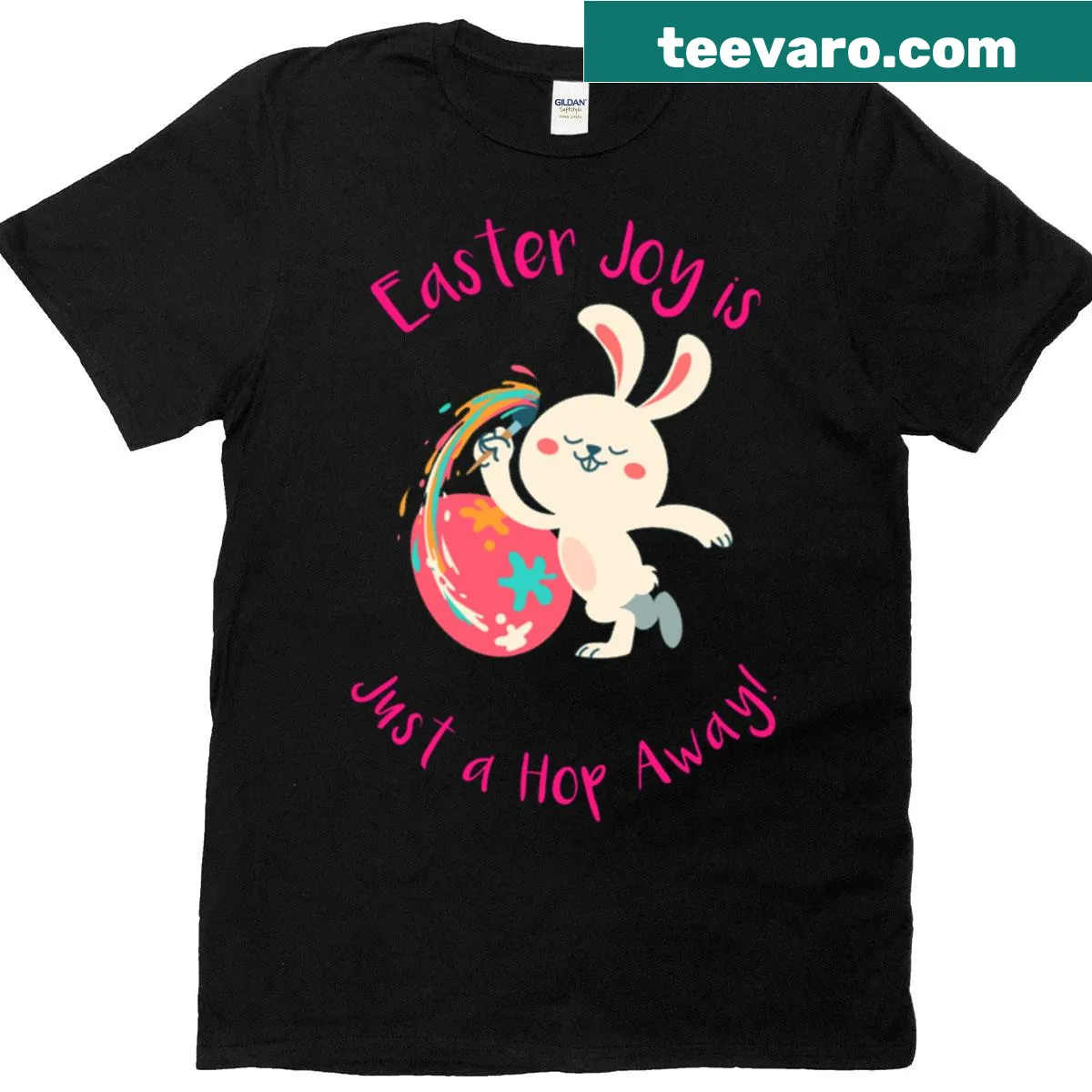 Cheerful Easter t-shirt featuring playful graphics and joyful text — on a men's t-shirt