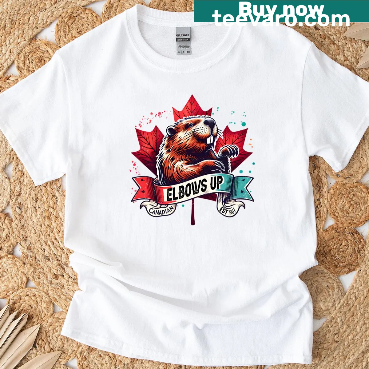 Elbows Up Canada graphic stating 'Not The 51st State' — on a men's t-shirt