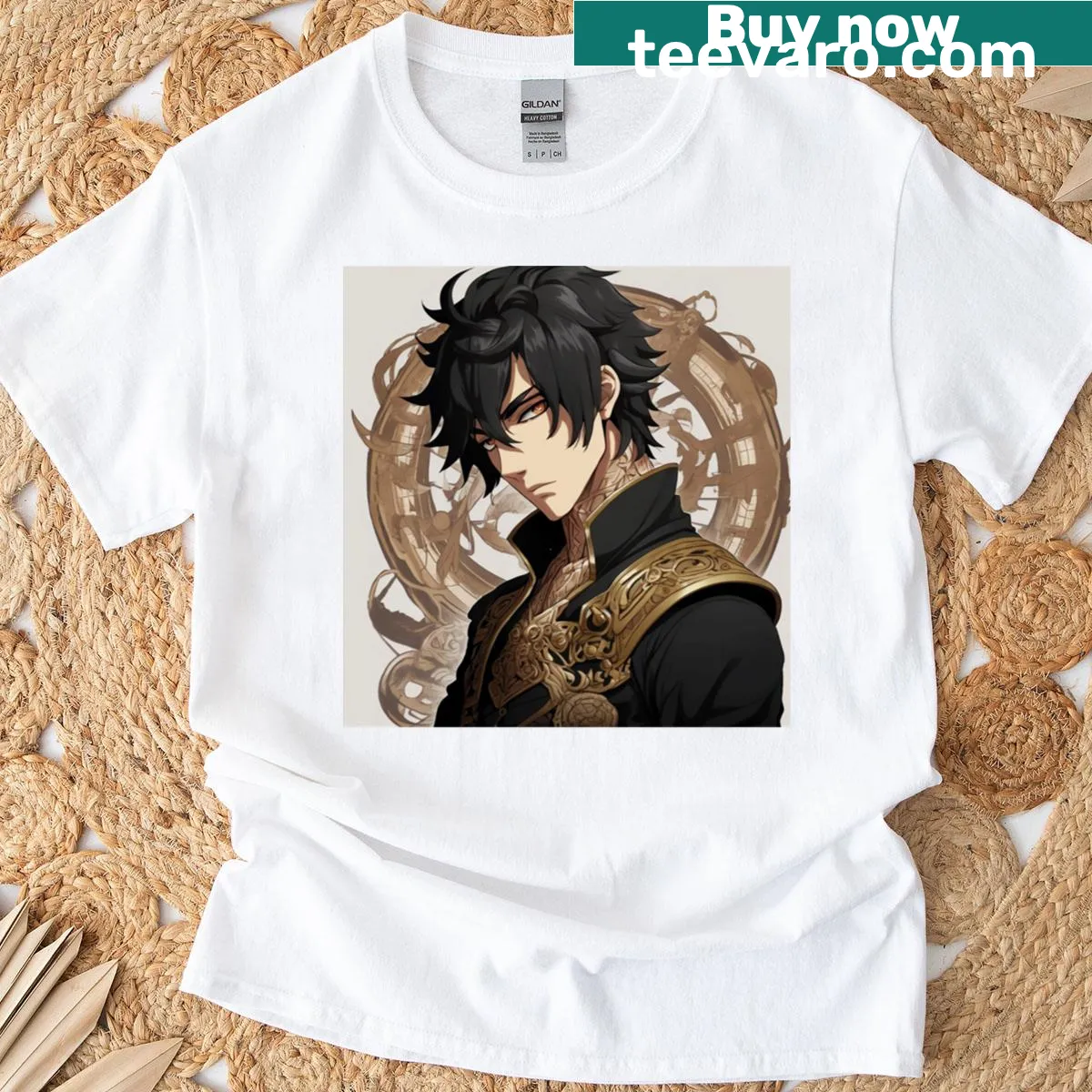 Illustrative t-shirt featuring an emperor from an ancient kingdom. — on a men's t-shirt