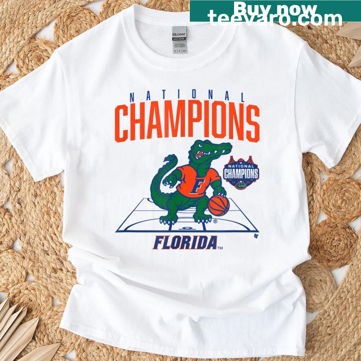 Florida Gators mascot graphic T-shirt celebrating 2025 championship — on a men's t-shirt