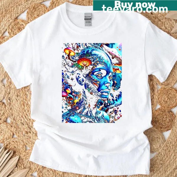 Futuristic beautiful woman avatar illustration on T-shirt