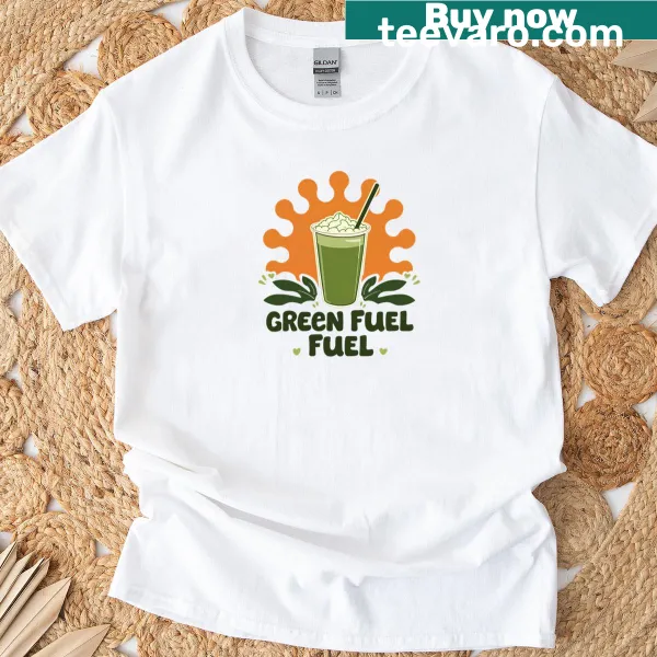 Playful matcha cup graphic on t-shirt