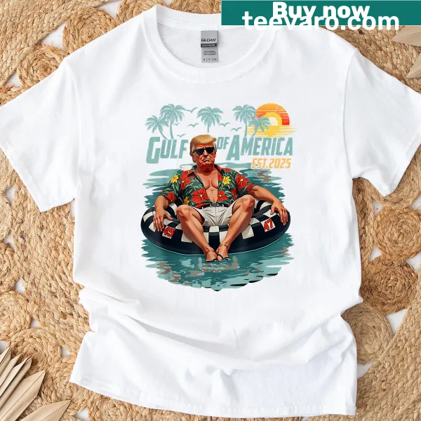T-shirt featuring Gulf of USA logo with American flag and establishment year