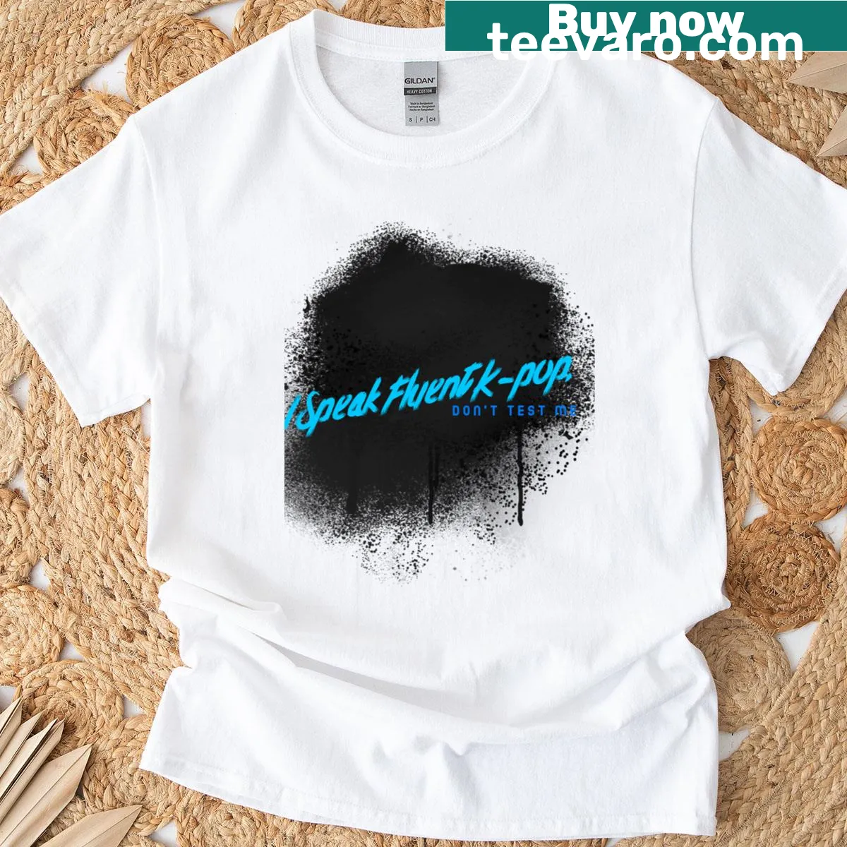 T-shirt with the phrase 'I Speak Fluent K-pop' — on a men's t-shirt