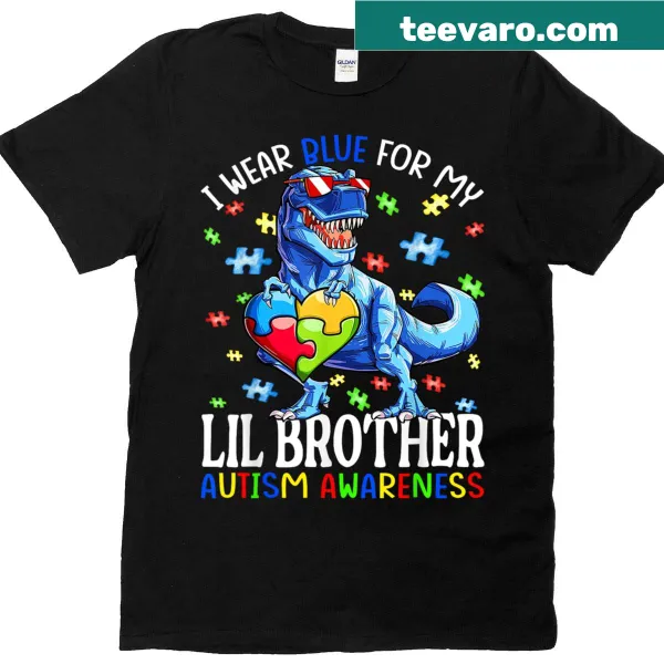 Dinosaur graphic with autism awareness message on T-shirt