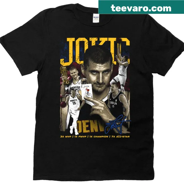 Basketball-themed T-shirt featuring an iconic Jokic graphic for fans.