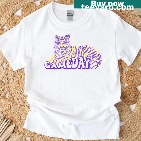 Louisiana Tigers baseball shirt featuring an illustrated Tigers graphic