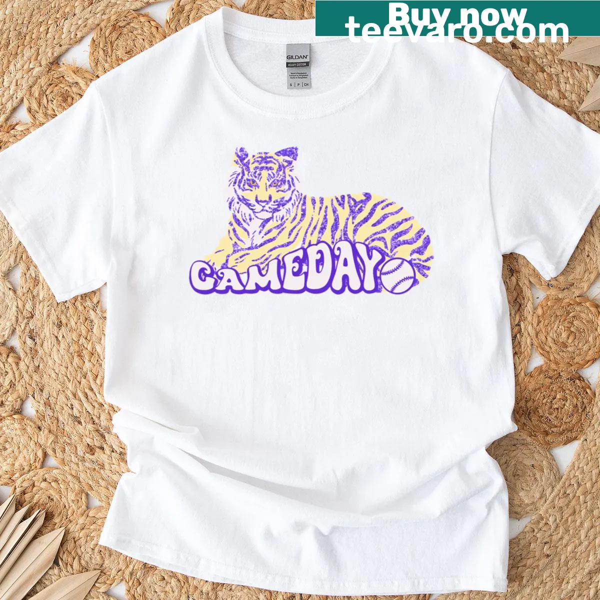Louisiana Tigers baseball shirt featuring an illustrated Tigers graphic — on a men's t-shirt