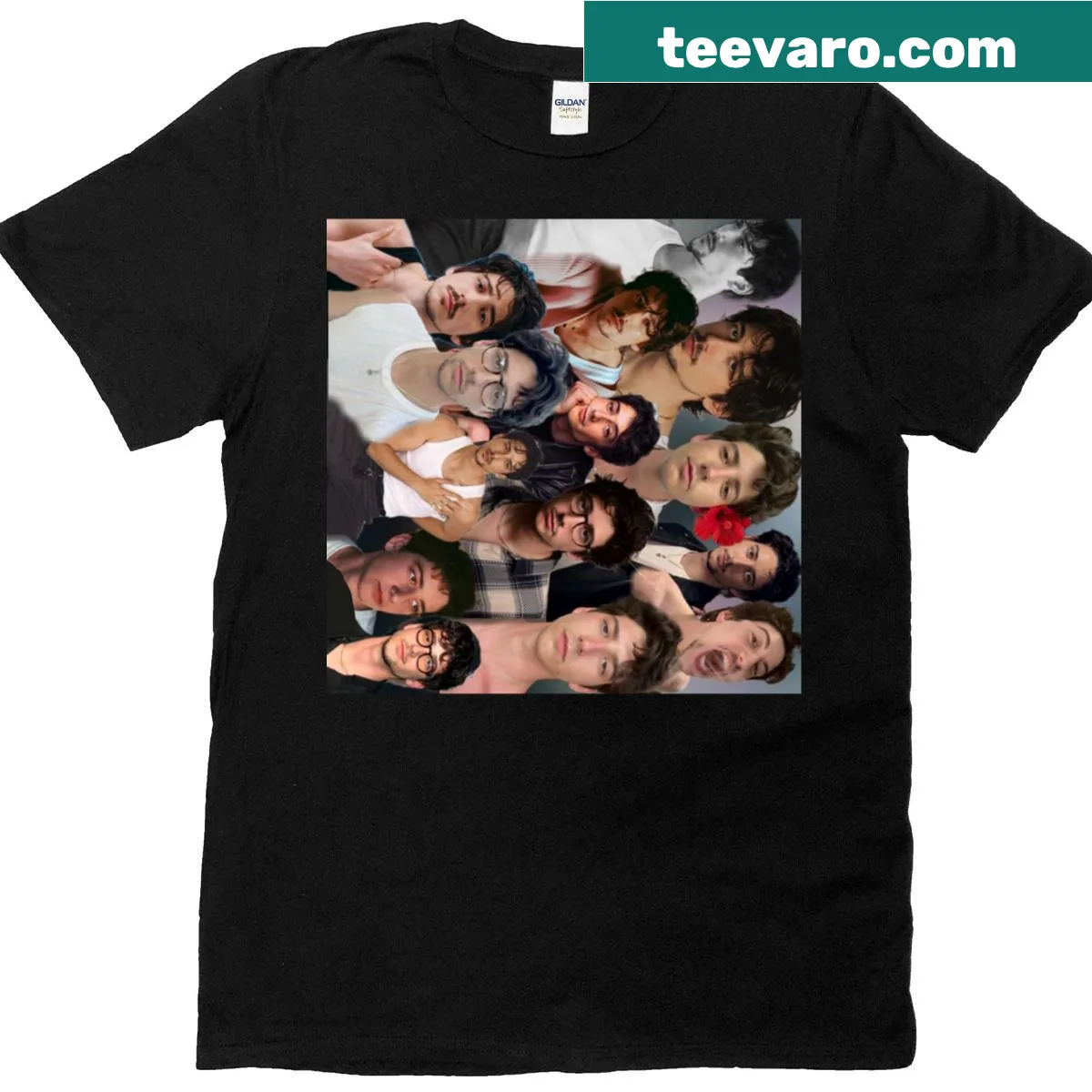 Photo collage T-shirt featuring images of Milo Manheim — on a men's t-shirt