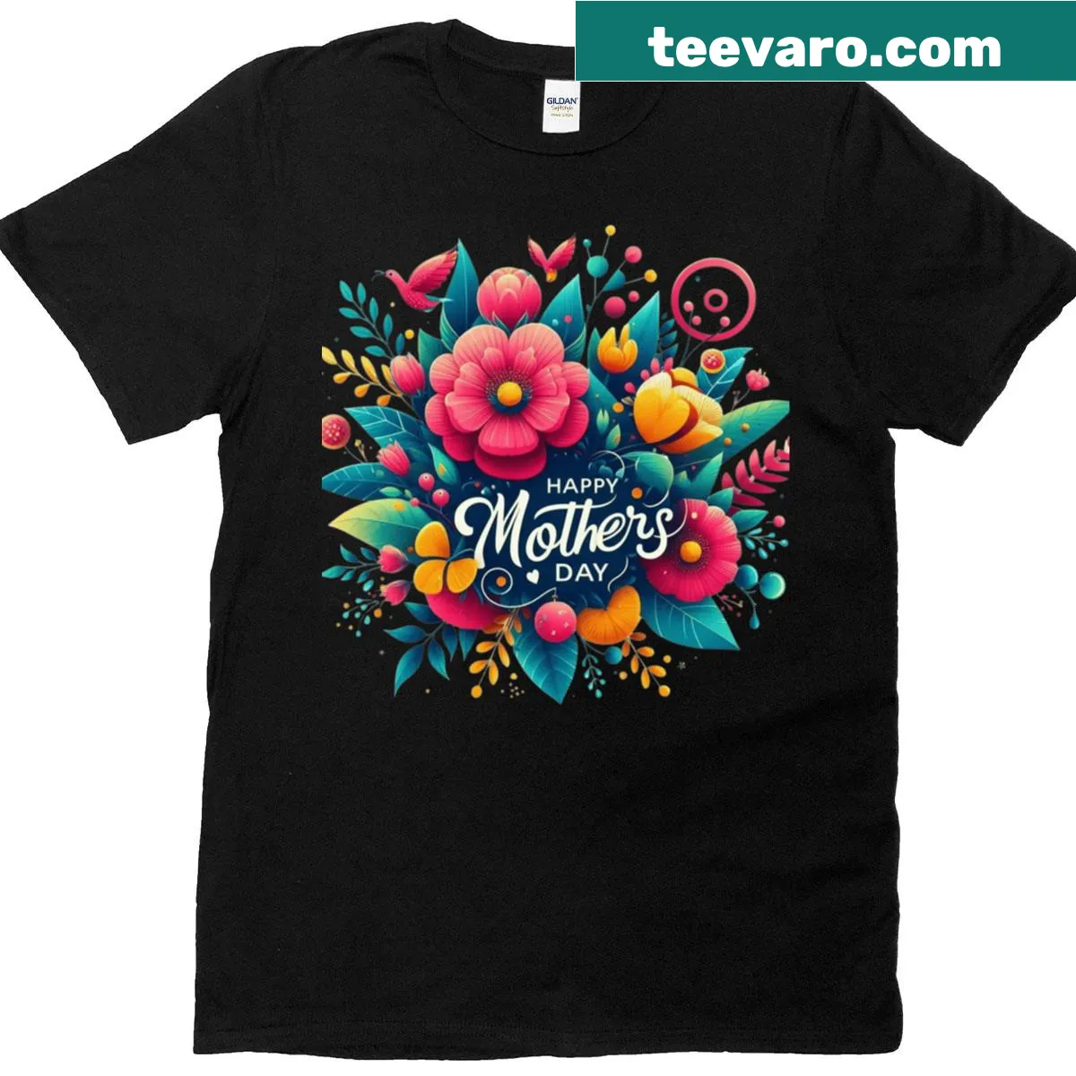 Floral T-shirt celebrating Mother's Day with heartfelt illustration — on a men's t-shirt