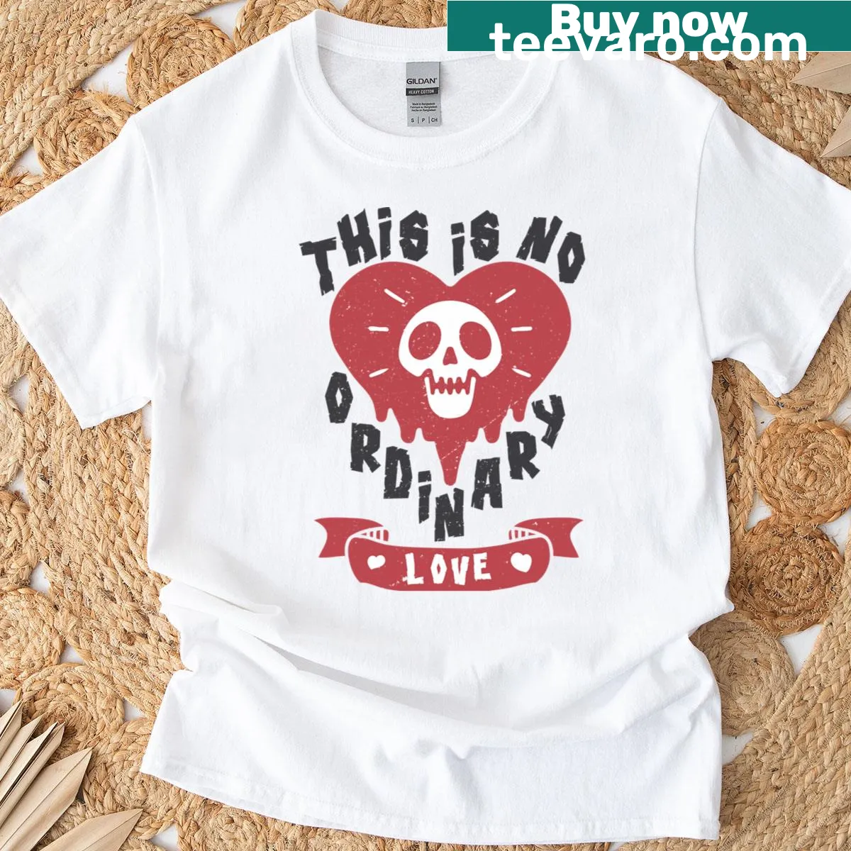 T-shirt featuring playful typography with a message about love — on a men's t-shirt