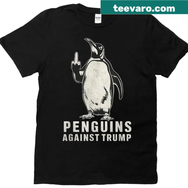 Humorous design of penguins raising flippers in a cheeky gesture