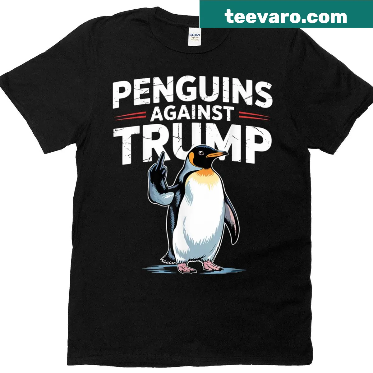 Funny penguins with flippers up graphic against Trump — on a men's t-shirt