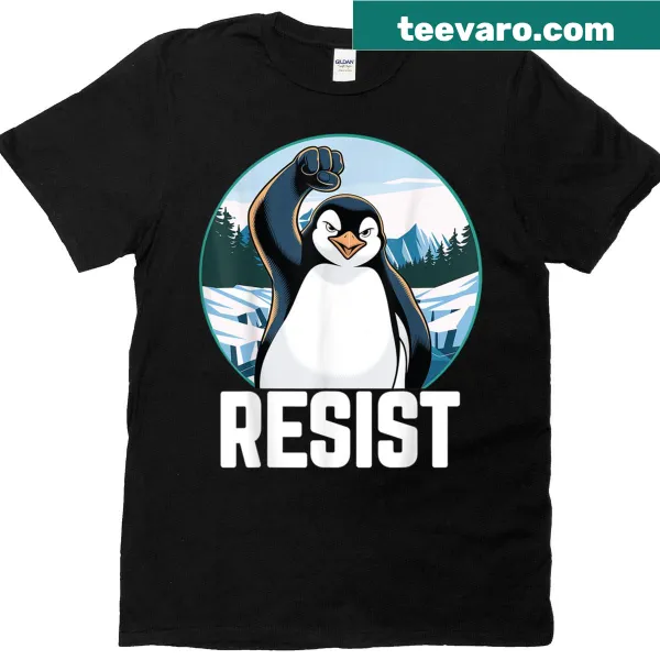 Witty penguin design featuring a humorous slogan about tariffs