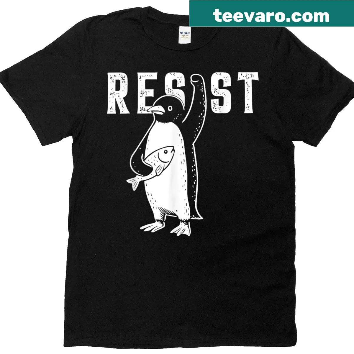 Funny penguins protesting tariffs graphic — on a men's t-shirt