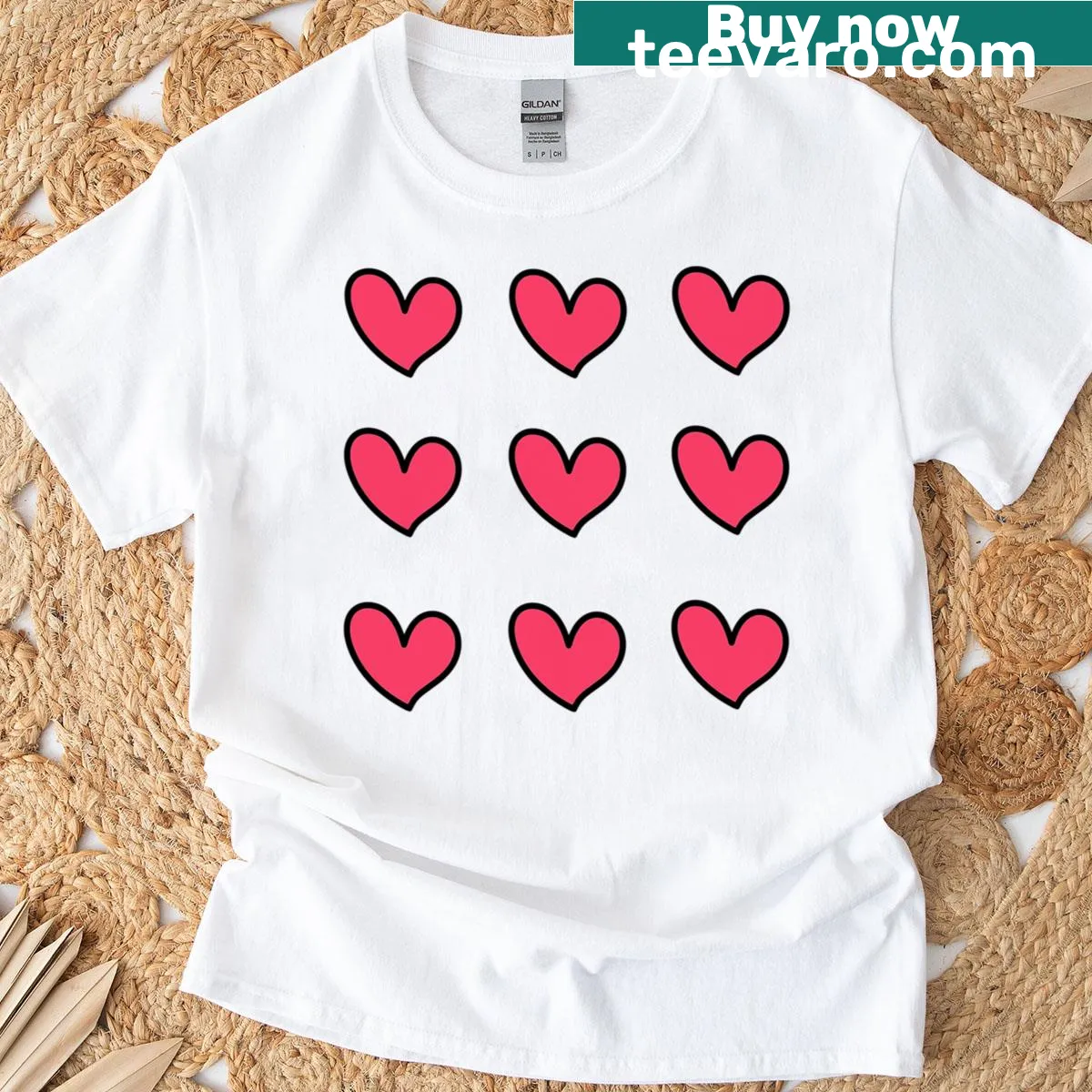 T-shirt with a playful pink heart design for a cheerful look — on a men's t-shirt
