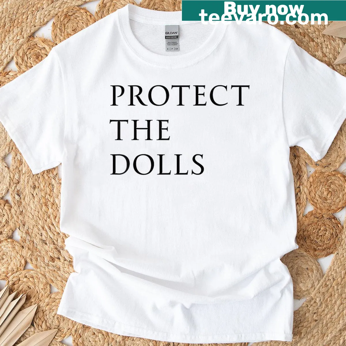 Bold t-shirt design with the phrase 'Protect The Dolls' — on a men's t-shirt
