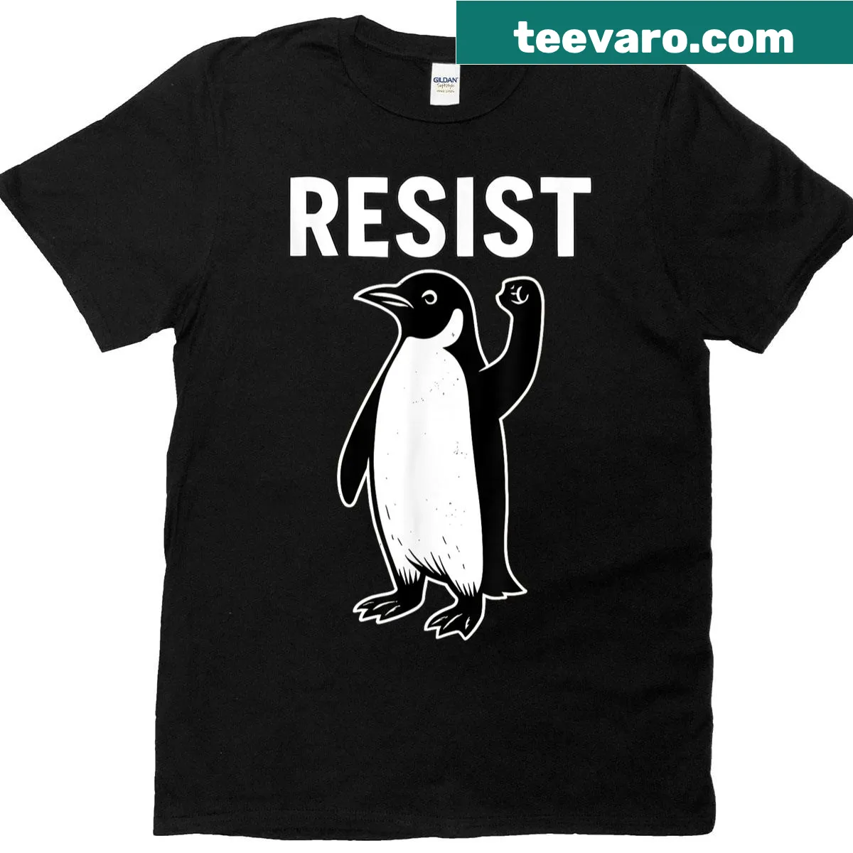 Funny penguin activism t-shirt with cartoon penguins — on a men's t-shirt