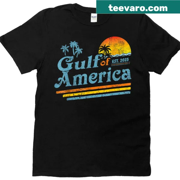 Retro T-shirt featuring American flag and Gulf of Mexico theme