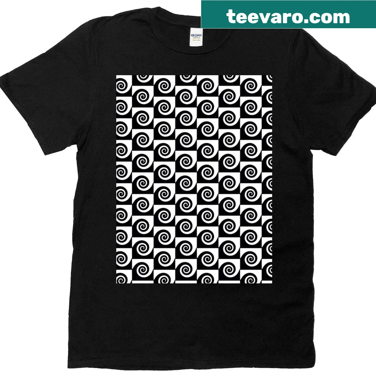 Abstract spirals graphic T-shirt with minimalist design — on a men's t-shirt