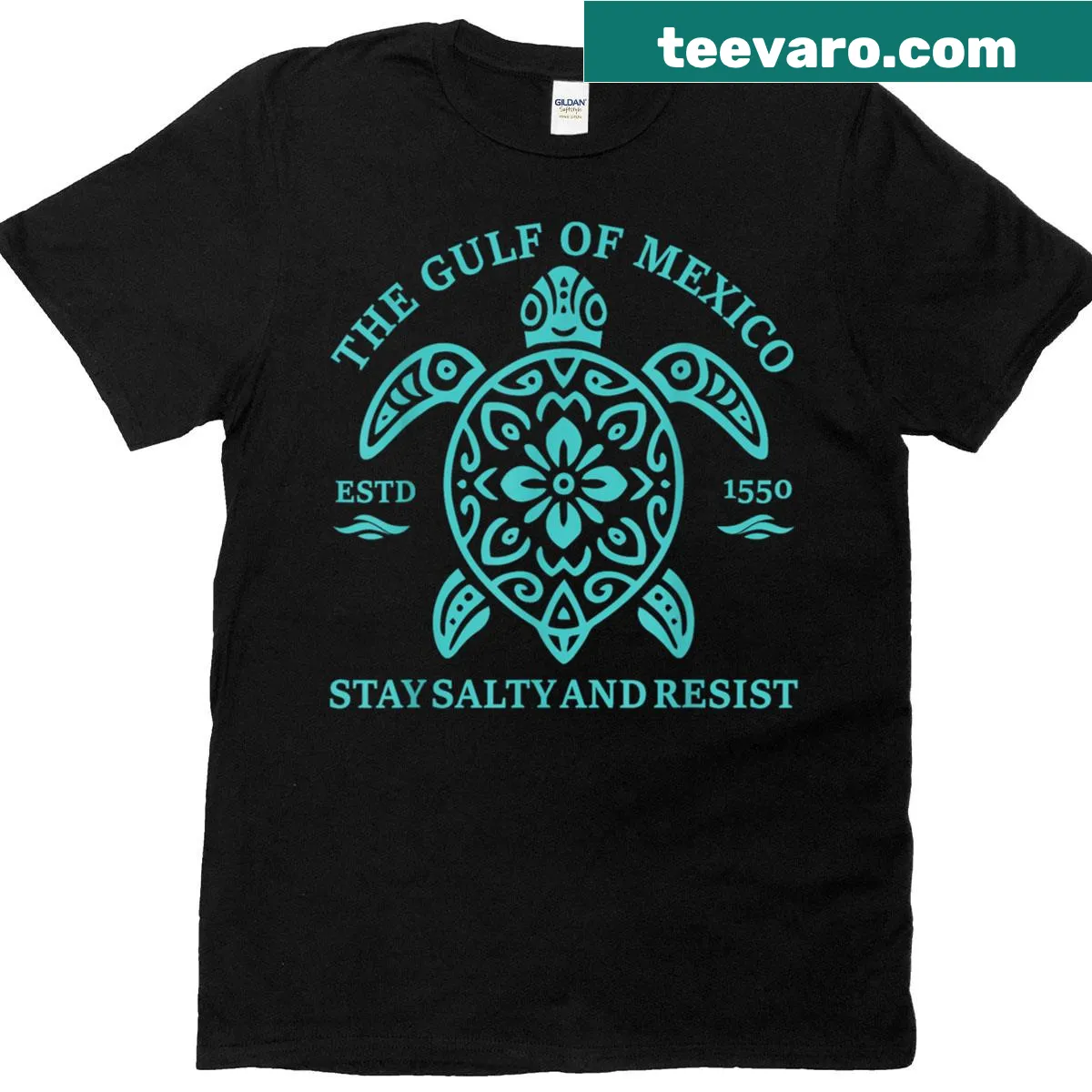T-shirt with a design promoting the Gulf of Mexico and environmental awareness — on a men's t-shirt