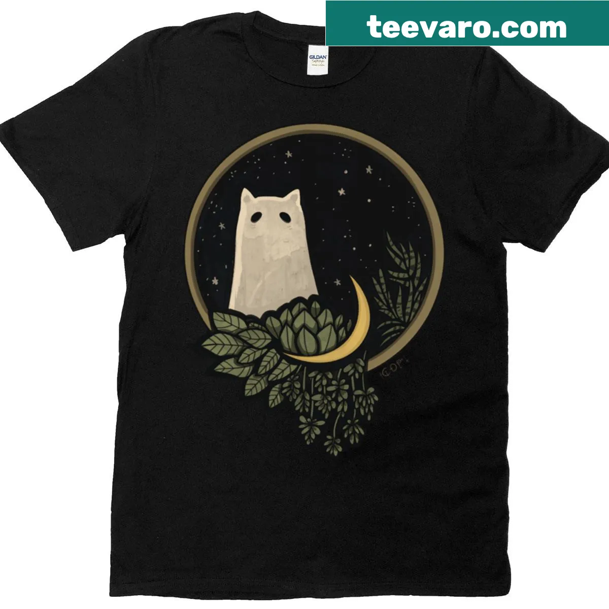 Illustration of succulents and celestial elements on a t-shirt — on a men's t-shirt