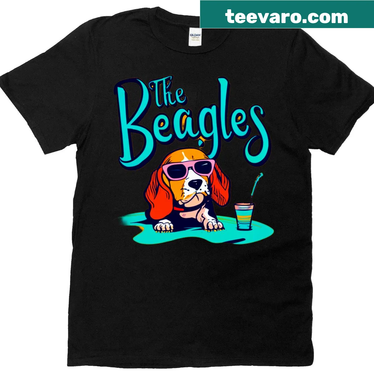 Cute T-shirt featuring an illustration of a beagle dog — on a men's t-shirt