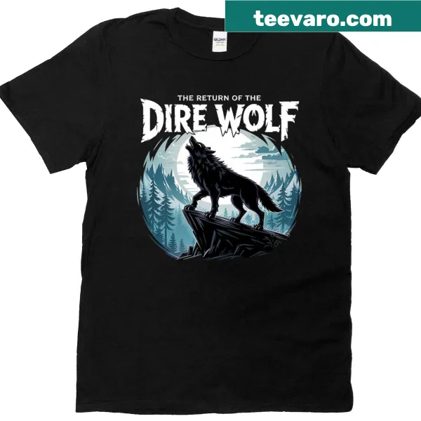 Howling wolf in a dark forest under a full moon on a T-shirt