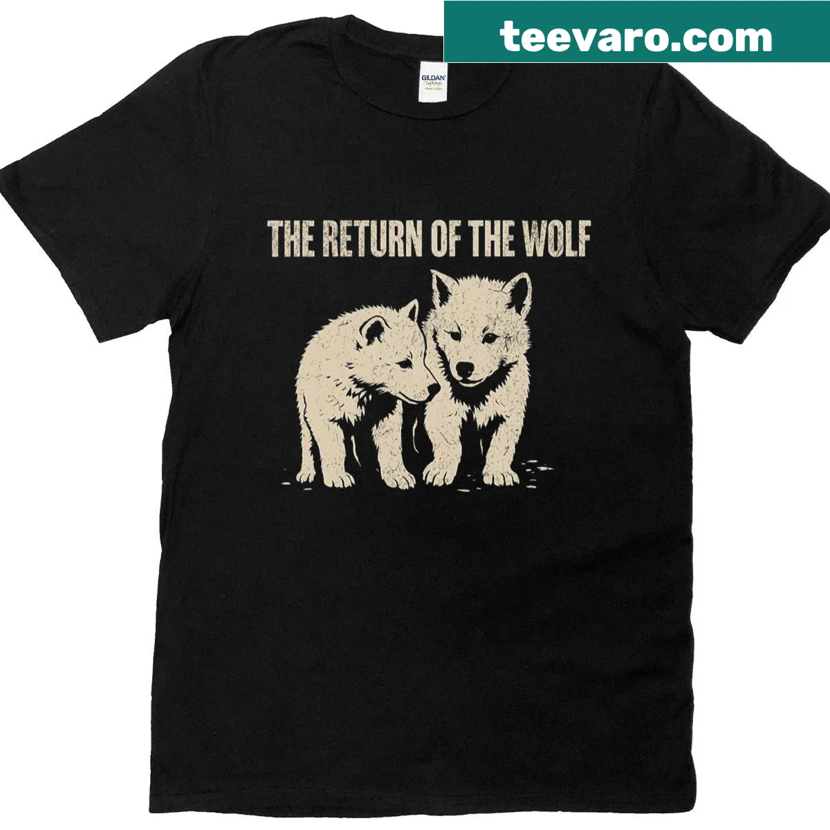 Illustration of a dire wolf on a t-shirt — on a men's t-shirt