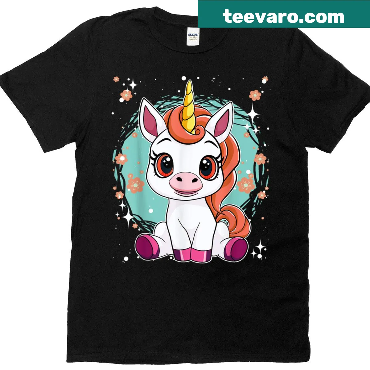 Cute ginger unicorn illustration for girls — on a men's t-shirt