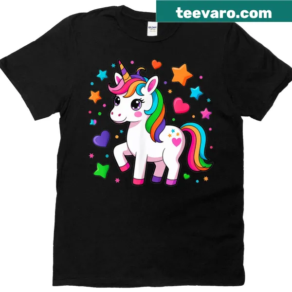 Cute rainbow unicorn t-shirt designed for girls