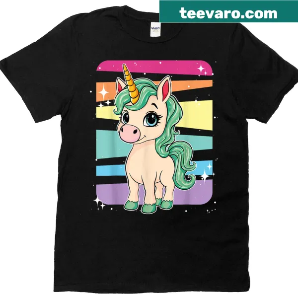 Cute magical rainbow unicorn shirt for girls