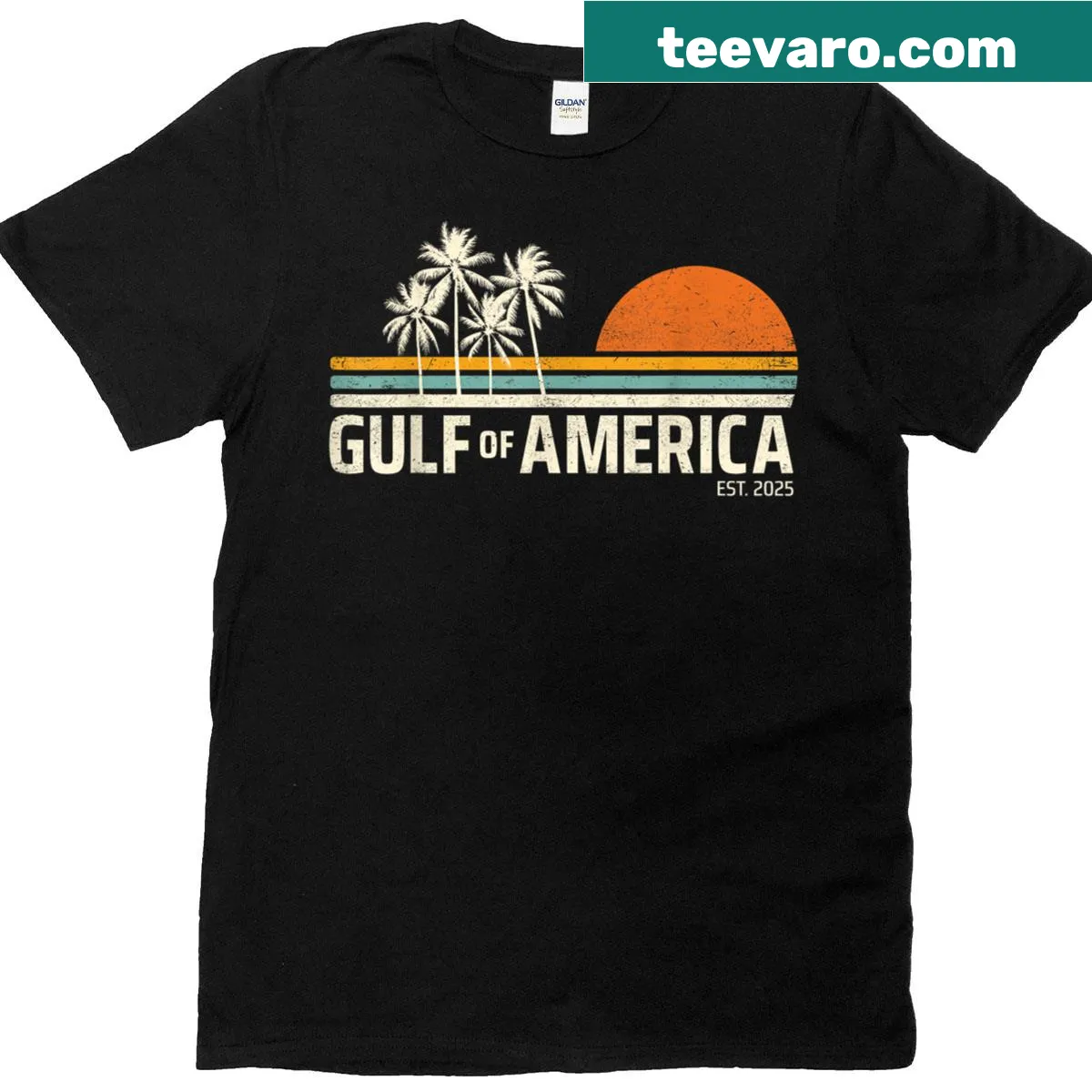Vintage Gulf of Mexico graphic on a patriotic T-shirt — on a men's t-shirt