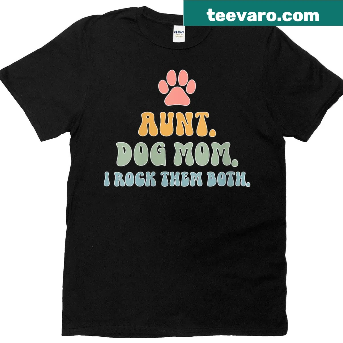 Vintage Aunt Dog Mom t-shirt with funny text and dog motif — on a men's t-shirt