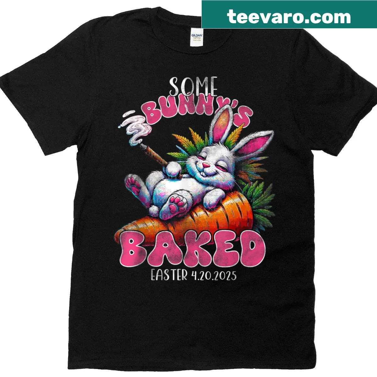 Cartoon Easter Bunny humorously depicted smoking cannabis — on a men's t-shirt
