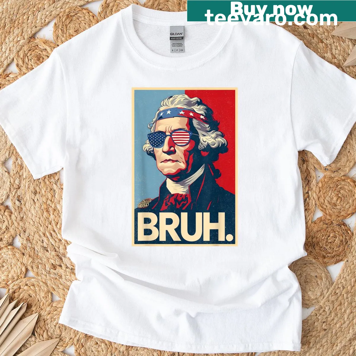 Funny 4th of July t-shirt featuring George Washington meme — on a men's t-shirt